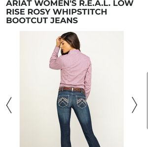 Ariat women's R.E.A.L. Low Rise Rosy Whipstitch Bootcut Jeans